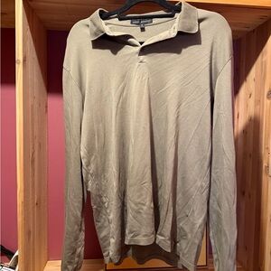 Robert Barakett Taupe Long Sleeve Polo